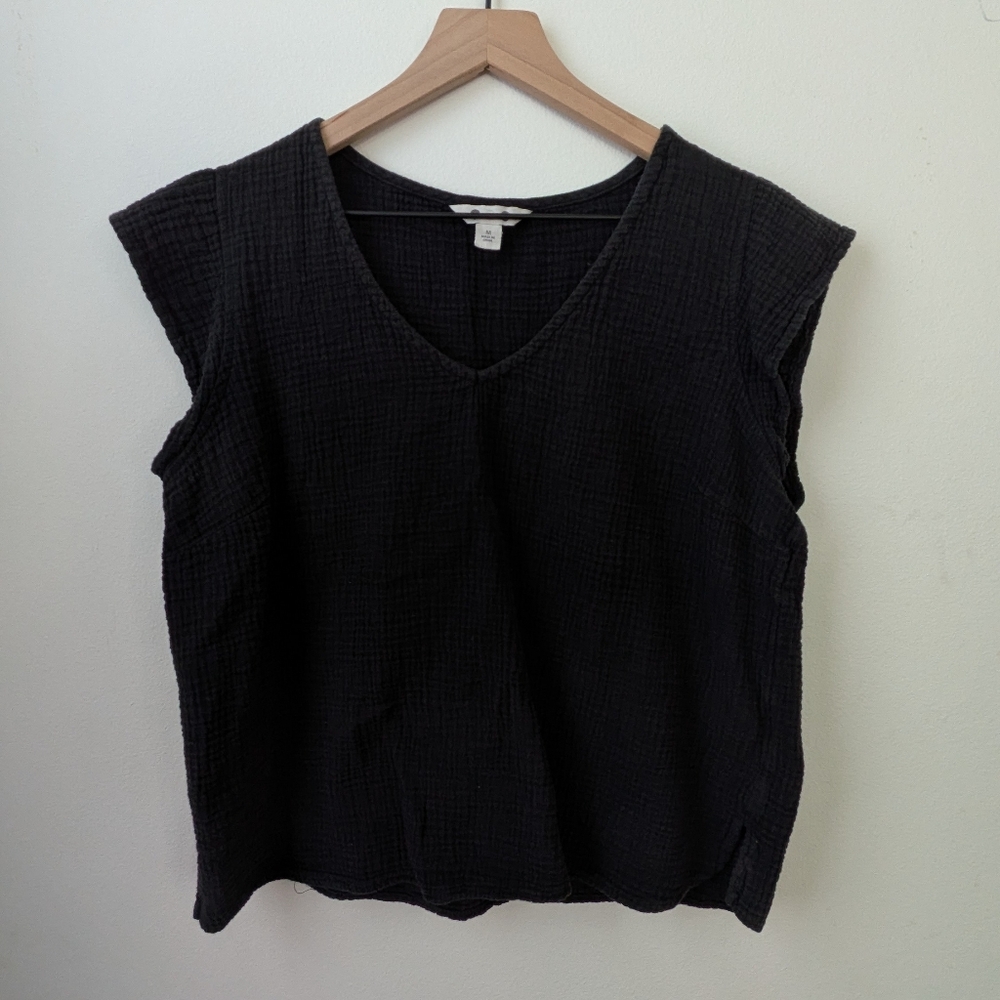 ❤️ Women's 100% Cotton Muslin Tank Top Flutter Sleeve Shirt